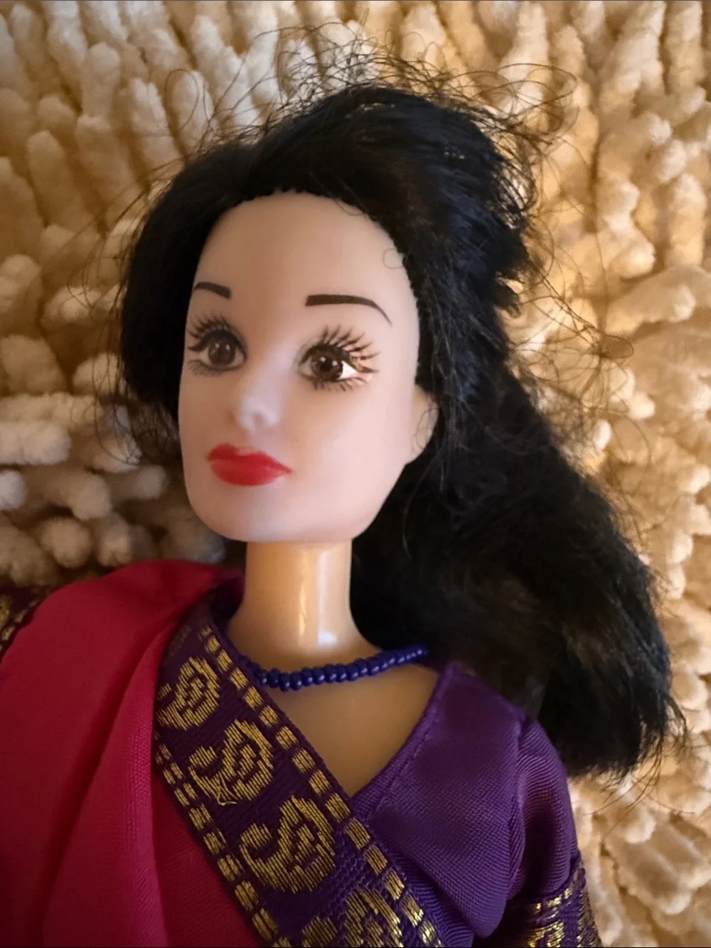 Bright Pink Doll Sari with Purple and Gold Trim